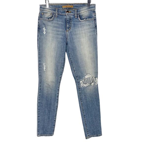 Joes Jeans Womens 26 Ripped Skinny Anke Jeans Light Cooper Wash Cotton Low Rise - Picture 1 of 11